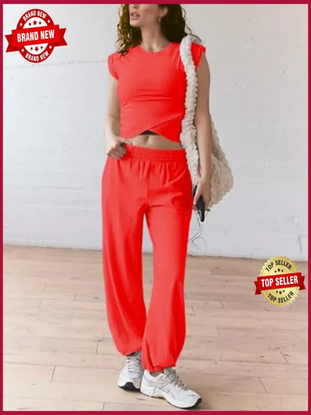 Women's 2 Piece Loungewear Set Crop Top Jogger Sweatpant Matching Sweatsuit